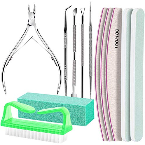 FANDAMEI Kit de soins des ongles, lime à ongles, kit de manucure pour femme | Kit de préparation des ongles, polissoir, bloc polissoir, pince à cuticules, coupe-cuticules, repousse-cuticules