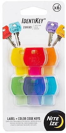 Nite IZE IdentiKey Covers, Color Coded ID Key Labels, Key Identifier Caps, Assorted 6 Pack