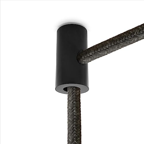 AMARCORDS – 5 Deckenpins für Lampen und Aufhängungen. Vertikaler Deckenhaken mit sichtbarer Kabelverstellung – SCHWARZES Elektrokabel-Dezentralisierungsgerät