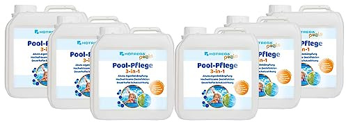 HOTREGA Pool-Pflege 3in1 Konzentrat | 6 x 2 L Algenvernichter & | Chlorbasis gegen grünes Wasser | Zur Poolpflege & Algenverhütung | 12 Liter Set reicht für 240.000 Liter | Biozid N-99508
