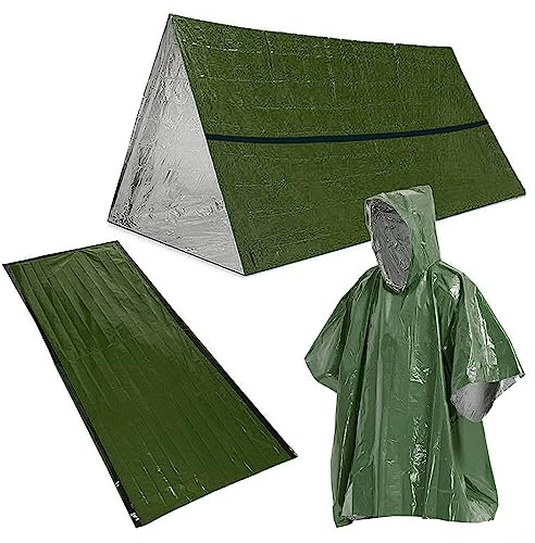 SPORTARC Ensemble de survie 3 en 1 pour le plein air, imperméable thermique, sac de couchage, ensemble de tente