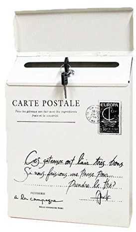 Cassetta della posta in metallo, montaggio a parete, impermeabile, per esterni, cassetta delle lettere vintage retrò, montaggio a parete, cassetta postale, giornali, decorazione da giardino (bianco,