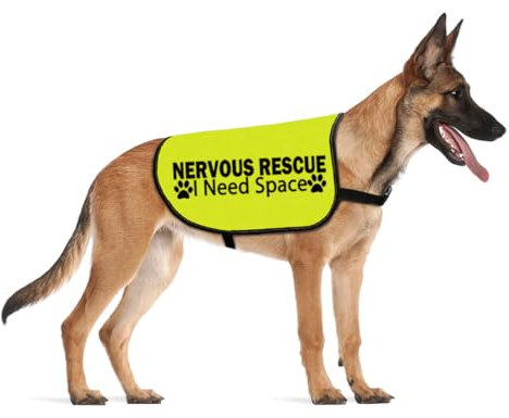 Cenwa Nervous Rescue Jacket for Dogs - Space Dog Walking Slogan Warning Vest (Rescue M)