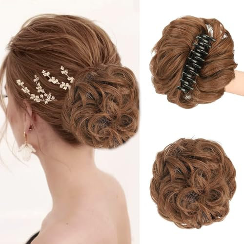 RPAEOY Chignon Messy Bun Posticcio Capelli Finti Elastico Clip Coda Capelli Ricci Sintetici Acconciatura Updo Voluminoso