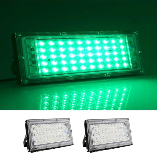 MODOAO Lot de 2 projecteurs d'extérieur 50 W 4800 lm LED Vert étanche IP66 pour cour, jardin, garage, pelouse, cour