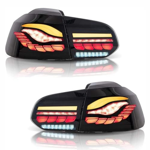 HOWENG Auto Heckleuchte Für VW Golf 6 Mk6 2010-2014,Bremslicht Rücklicht Kontrollleuchte Nebellichter Zubehör,B-Black