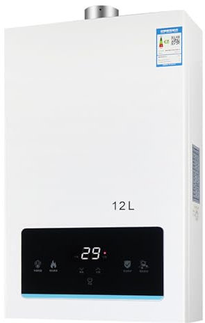 FAIRE Scaldacqua Gas, Scaldabagno a Gas Conversione di Frequenza Intelligente Istantanea, Avviamento a Bassa Tensione, Display a LED Adatto per Cucina e Bagno