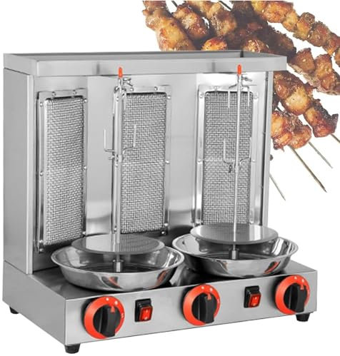 Barbecue vertical électrique, brochette sans fumée for barbecue à gaz à rotation automatique à 360 °, rôtissoire à kebab en acier inoxydable avec minuterie, facile à nettoyer, adapté aux fêtes (Color