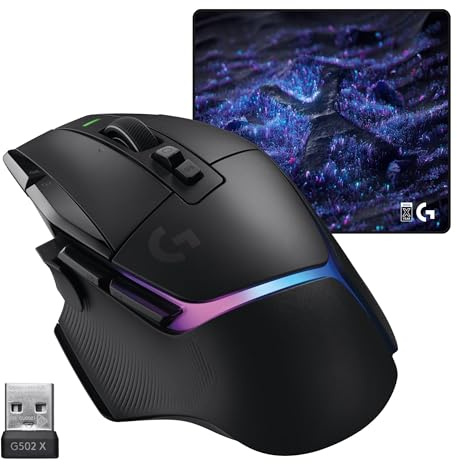 Logitech G G502 X Plus Lightspeed + G640 SE Combo - Kabellose RGB-Gaming-Maus und großes Gaming-Mauspad aus Stoff (460 x 400 x 3 mm) - Schwarz