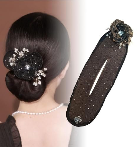 Magischer Haarknoten, Hair Bun Maker Upgraded Haarhalter Schwamm Bun Maker Magic Hair, Haarknotenmacher Haar Styling Donut Brötchen, Lockenwickler für Weddings, Schwamm Clips Haarnadel - 1 Schwarz