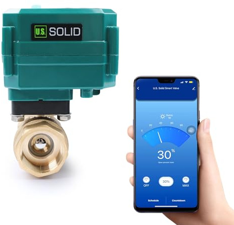 1 Intelligenter Motorisierter Kugelhahn WiFi- App Mobiler ferngesteuerter elektrischer Kugelhahn aus Messing mit manuellem Schalter, 5-V-DC-USB-Anschluss, G-Gewinde
