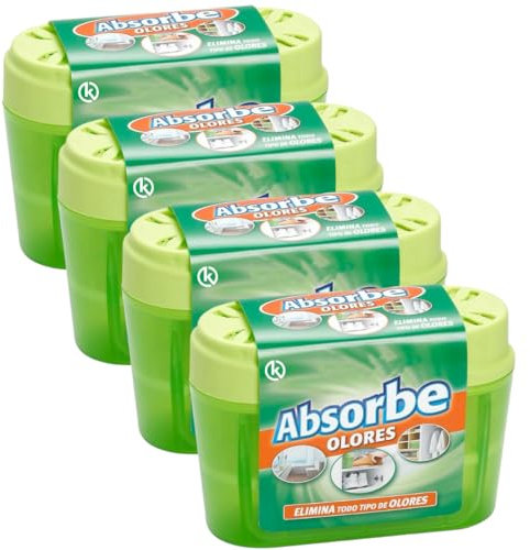 KROWN - Absorbe Humedad, Deshumidificador Antihumedad Habitación, Atrapa Humedad Interior para Armarios, Cocina, Coche, Trasteros, Baños (Absorbe Olores, 4 Unidades)
