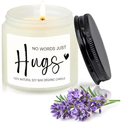 Scentoria Trauerkerze, Trauerkerzen NO WORDS JUST Hugs, Trauergeschenk, Trauergeschenke für Hinterbliebene, Trauerkerzen mit Spruch, Lavendelgeschmack ca. 100 g