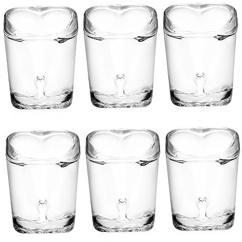 Cabilock Set Di 6 Bicchierini Da Shot A Forma Di Cuore Bicchieri Da Vino Natalizi Infrangibili Base Quadrata 45 Ml Perfetti Per Feste E Riunioni Di Famiglia