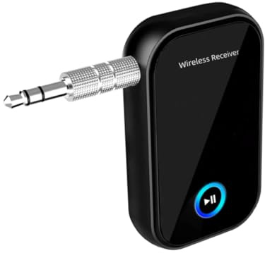 UKCOCO Wireless 5.0 Aux Audioempfänger Auto Freisprechadapter Mit Dsp Technologie Wiederaufladbar 10 Stunden Laufzeit Kompatibel Für Autoradio Und Heimgeräte