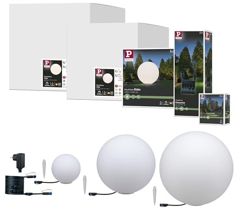 Paulmann 5289 Set Plug & Shine LED Lichtobjekt Globe Plug & Shine Lichtobjekte Set IP44 3000K 6,5W 21VA Weiß