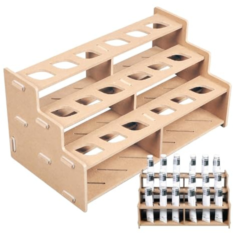 Contenitore per tubi di vernice, in legno, 34 x 18,5 x 17 cm, organizer a 3 strati per bottiglie di pittura a olio acrilica, contiene 18 bottiglie per pittori artisti, pannelli di legno