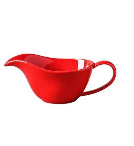 CFY652 Saucière Trémie de jus de Nourriture Occidentale en céramique de Haute qualité, Plat de Sauce, café avec Tasse de Lait, Vaisselle de Table, Tasse de jus de Bateau, Bol de Sauce Sauciere(Red)