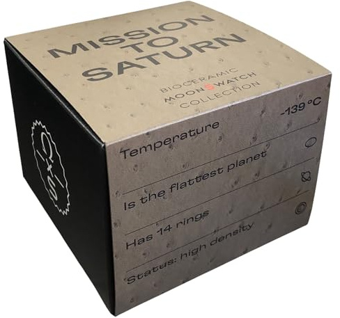 Swatch Armbanduhr Moonswatch Omega x Mission to Saturn Straußleder