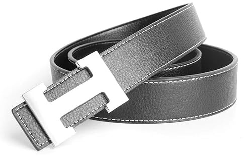 XYNM Cintura Uomo 2 Pezzi di Cinture da Uomo, Fibbia Liscia, A Forma H, alla Moda, Casual, Trendy E Versatile, Adatto per Jeans-black-a-105cm-2