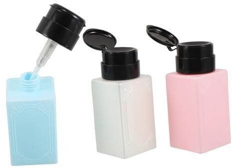 NULYLU 3pcs Nail Polish Container Empty Refillerable Bottles Push down Pump Makeup Remover Dispenser Liquid Bottle Container