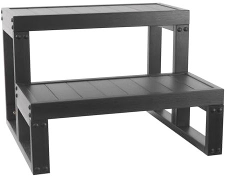 Whirlpool, scale a 2 livelli, per piscina, scale, per roulotte, per uso esterno, materiale WPC stabile, design ergonomico con superficie antiscivolo