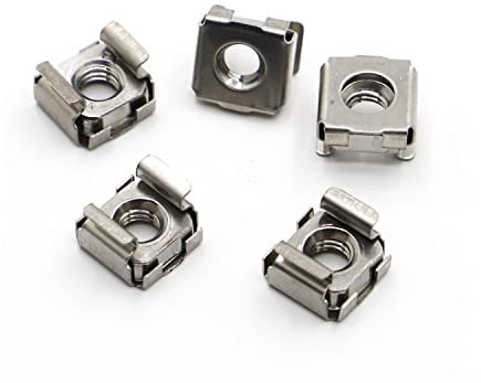 Tuercas enjauladas, Tuerca flotante, Tuercas flotantes de cuarteto de acero inoxidable 304, color zinc, carcasa elástica, 5 unidades