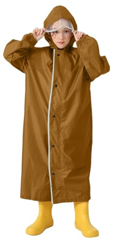 Générique Imperméable pour Filles avec Capuche et Sac à Dos Adaptable pour Enfants vêtement de Pluie Durable et léger pour Toutes (Coffee, 4-6 Years)