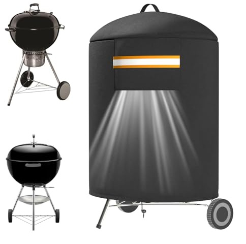 EVRBUL Kugelgrill Abdeckung 420D Oxford Gewebe, Wasserdicht Wetterfest UV-beständig Reißfest, Grillabdeckung mit Griff und Lüftung, Passend für Weber 57cm/22 Holzkohlenkesselgrill