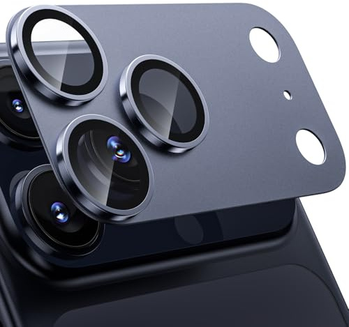 WSKEN for iPhone 17 Pro Max Camera Lens Protector Matte Metal Plate | [Keep Original Shooting]Shatterproof HD 9H Tempered Glass Screen Cover Titanium,Anti Scratch,Anti Fingerprint,Deep Blue