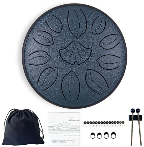TUOKING Stahlzungentrommel, 15,2 cm, 11 Noten, C-Taste, Regentrommel für Erwachsene und Anfänger, Handpan-Trommel, Klangheilung, Musikinstrument, Geschenk für Meditation, Yoga, Musikliebhaber