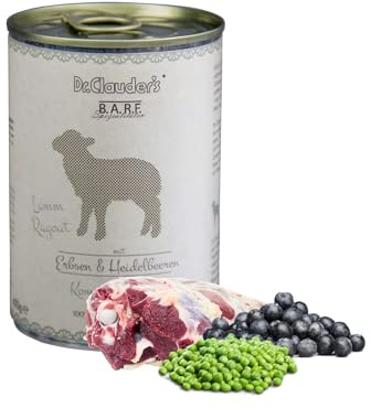 DR.CLAUDER'S - B.A.R.F. Komplett Menue Lammragout | Fleischeintopf mit 100% Lammfleisch, Innereien und Gemüse für ausgewachsene Hunde. Alleinfutter in der Dose | 6X 400g Lamm