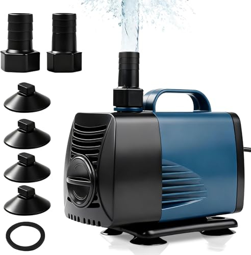 WPKD BLUEIY Pompe à Eau Submersible 60W,4000 L/H,Pompe à Aquarium Ultra Silencieuse,avec Câble 1,8 m,4 Bases à Ventouse,pour Aquariums,Fontaines,Bassin