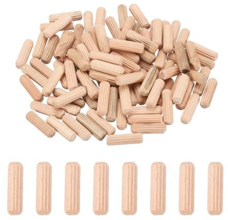 PATIKIL 95 Pcs Clavijas De Madera 1/4 x 3/4 Clavijas De Madera Estriadas Para Carpintería Muebles Proyectos DIY Manualidades Arte En Puertas