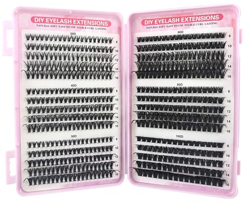 CATMEYE Pack de 580 Pestañas Individuales, Kit de Pestañas en Grupos 30D 40D 50D 60D 80D 100D, Extensiones de Pestañas DIY Estilo Ruso Fluffy para Mujeres y Chicas (Mezcla 8–16mm) ((Mezcla 8–16mm))