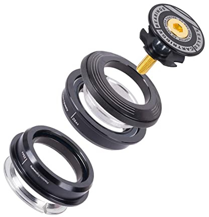 Klomveris 4444S Mountain Bike Headset Kit - ZS44/28.6 & ZS44/30 Standard, 44mm 1-1/8 Aluminium Alloy, Bearing Semi Integrated Straight Tube Fork Internal,Aluminium Alloy