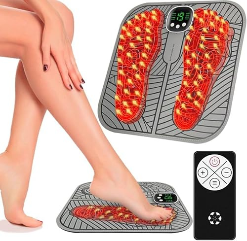 Masajeador de Pies Eléctrico,Jkevow EMS para Masaje de pies con 8 Modos de Masaje y 19 Niveles de Intensidad para Circulación Sanguínea y Alivio del Dolor Muscular