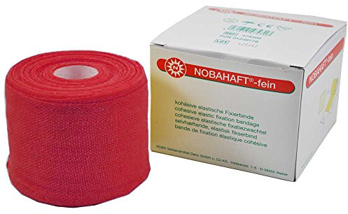 1x Nobahaft®-fein kohäsive Fixierbinde Kompressionsbinde Unterzug, rot, 8cmx20 m Rolle