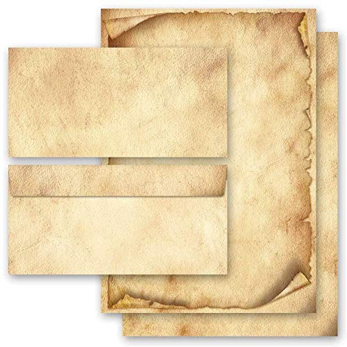 Briefpapier Set, 40 tlg. Antik & History, ANTIK 20 Blatt Briefpapier + 20 passende Briefumschläge DIN LANG ohne Fenster | Paper-Media