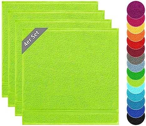 Lashuma 4er Set kleine Küchenhandtücher 50x50 cm, Linz Küchentücher für Hände Grün | 450 gsm Frottee aus 100% Baumwolle für Küche als Händehandtuch