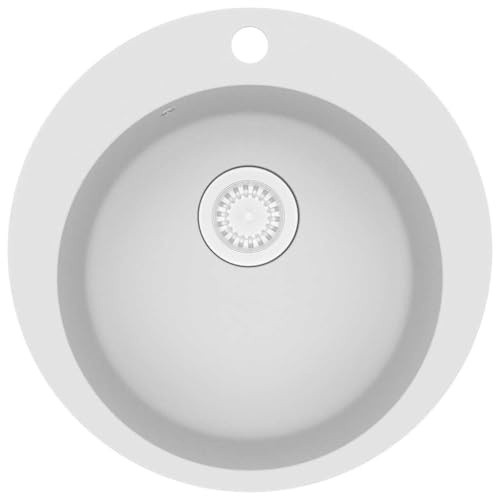 vidaXL Évier de cuisine Granit Rond Blanc