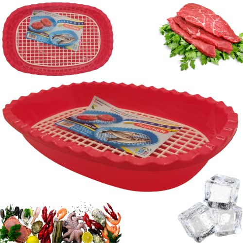 Vassoio Sbrinamento Cibo Contenitore Plastica Griglia Sbrinamento Rapido (Fucsia)