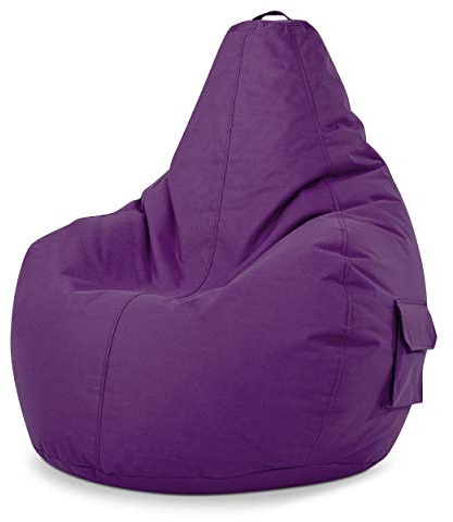 Green Bean© Sittsäck med ryggstöd 80x70x90cm - Gaming stol med 230L fyllning Mysig Mjuk Tvättbar - Sittpuff Golvkudde Lounge Stol Sittande Pall Relax Fåtölj Gamer Gaming Stol Lila
