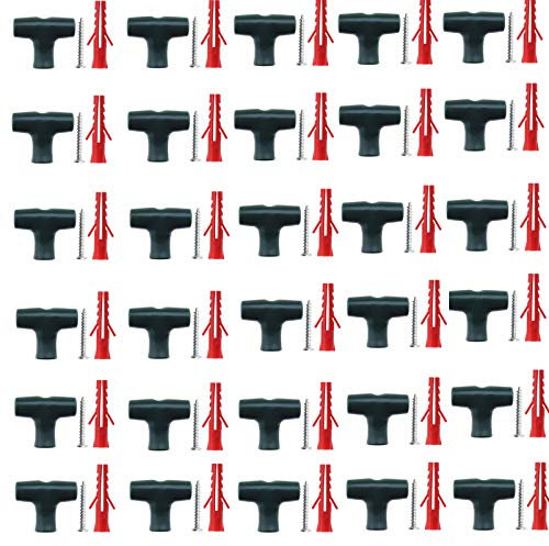 Otzoan 30 Packs Chicken Wire T-Clip Kit, Bird Netting Mounting Clips for Garden Wall Mesh Fencing Panel Supporting, with Screws, Wall Anchor