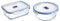 Luminarc 9207677 Pure Box Active - Recipiente Hermético Rectangular, Vidrio, Transparente y Azul, 1.22 L & Pure Box Active - Recipiente hermético de vidrio, redondo, transparente y azul, tamaño 0.92