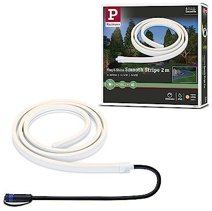 Paulmann 94679 Plug & Shine LED Außenleuchte Stripe Smooth IP68 2m incl. 1x12 W dimmbar Weiß Kunststoff 3000 K