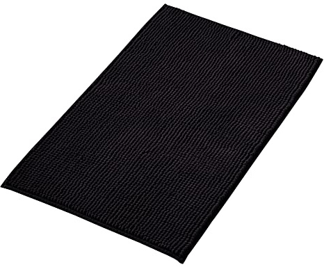 Decomira Tappeto Bagno Antiscivolo in Ciniglia | Tappetino bagno super assorbente, lavabile in lavatrice | Per il bagno, la doccia, la vasca da bagno o come tappetino WC | Nero - 40x60 cm