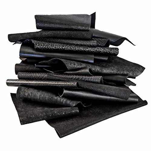 LA GARZARARA Tasche mit Zufällen aus Leder, zufällige Mischung, Schwarz, einfarbig, Drucke, Folien, Muster und verschiedene Weichheiten, Mindestgröße beträgt 10 x 15 cm - 0,500 kg - B-078