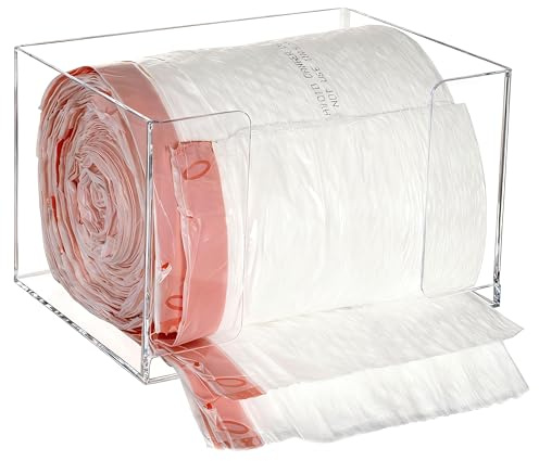 Aphbrada Extra Large Trash Bag Dispenser Roll Holder, Wall Mount Acrylic Garbage Bag Dispenser Roll Holder for Kitchen Cabinet, Trash Waste Bin Liners Organizer Under Sink, Clear