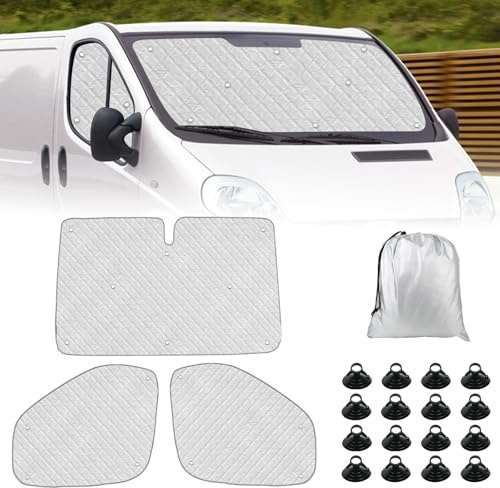 Tapis Thermique Voiture Remplacement pour Renault Trafic 2001-2014 3 Pièces, Protection Solaire Pare-Brise Remplacement pour Opel Vivaro 2001-2014, Ensemble de Pare-Soleil Pliable